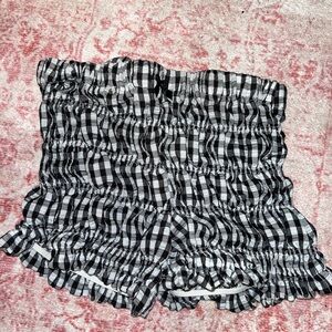 Black and White Gingham Women's Shorts